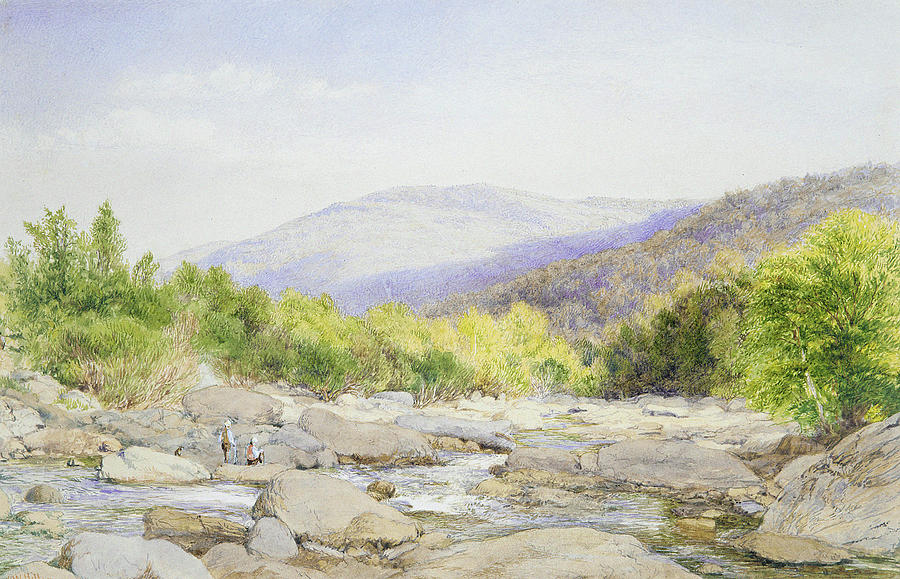 Spring Painting - Landscape, View On Catskill Creek by John William Hill