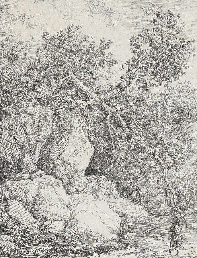 Landscape with a Fallen Tree Relief by Hubert Robert