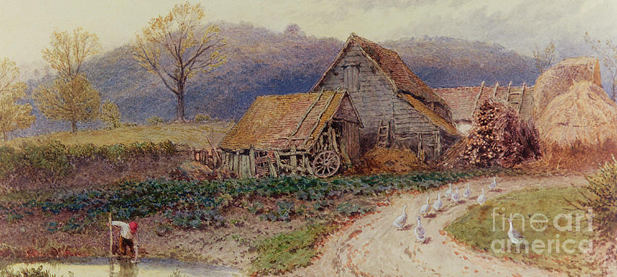 Landscape with a Farm Painting by Myles Birket Foster