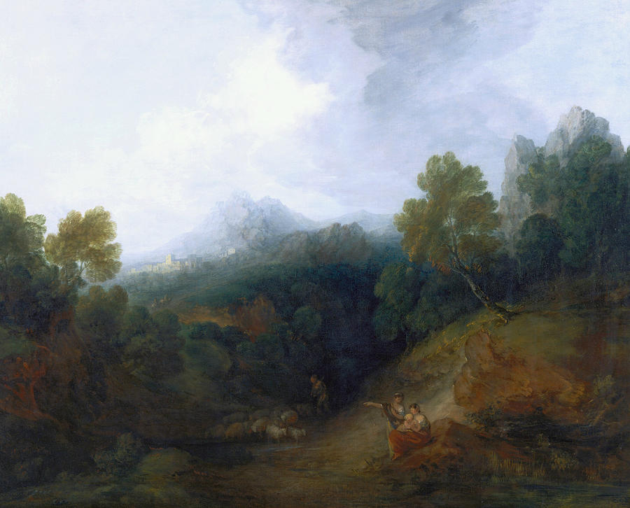 Landscape with a Flock of Sheep  Painting by Thomas Gainsborough