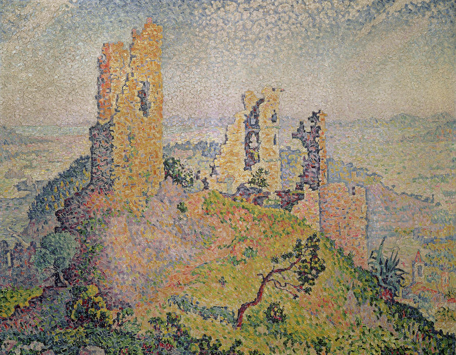 Castle Painting - Landscape with a Ruined Castle  by Paul Signac