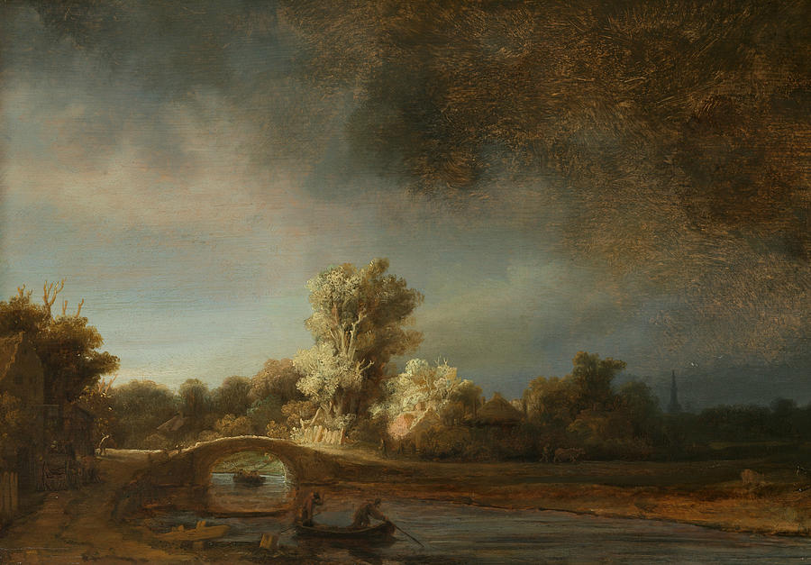 Landscape with a Stone Bridge Painting by Rembrandt