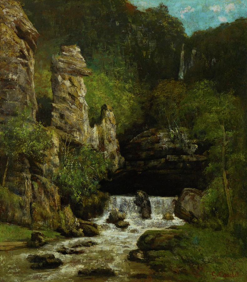 Vintage Painting - Landscape With A Waterfall by Mountain Dreams