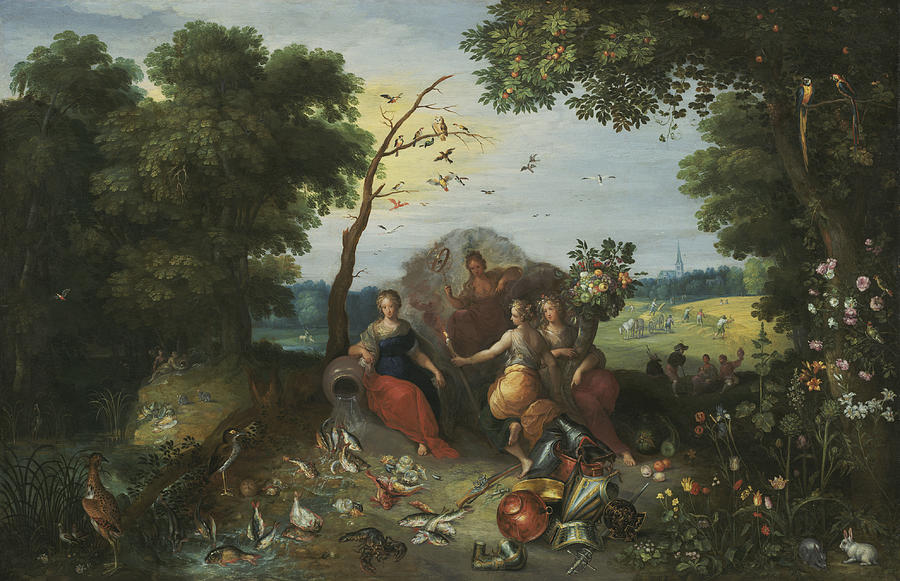 Landscape with Allegories of the Four Elements Painting by Frans Francken the Younger