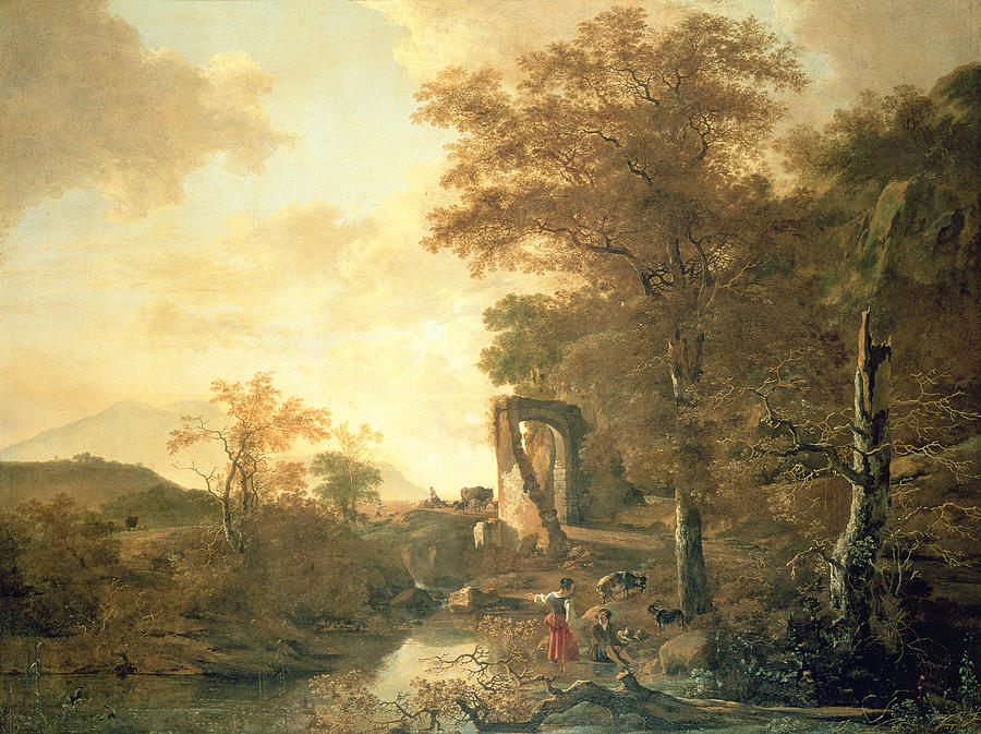 Tree Painting - Landscape with Arched Gateway by Adam Pynacker