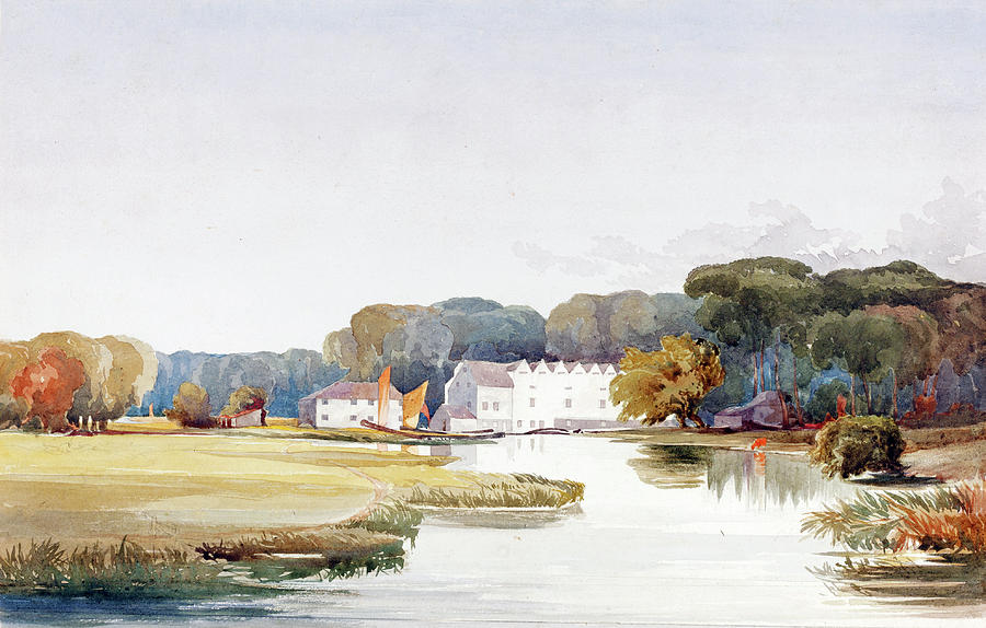  Landscape with Buildings and Winding Stream Painting by James Bulwer