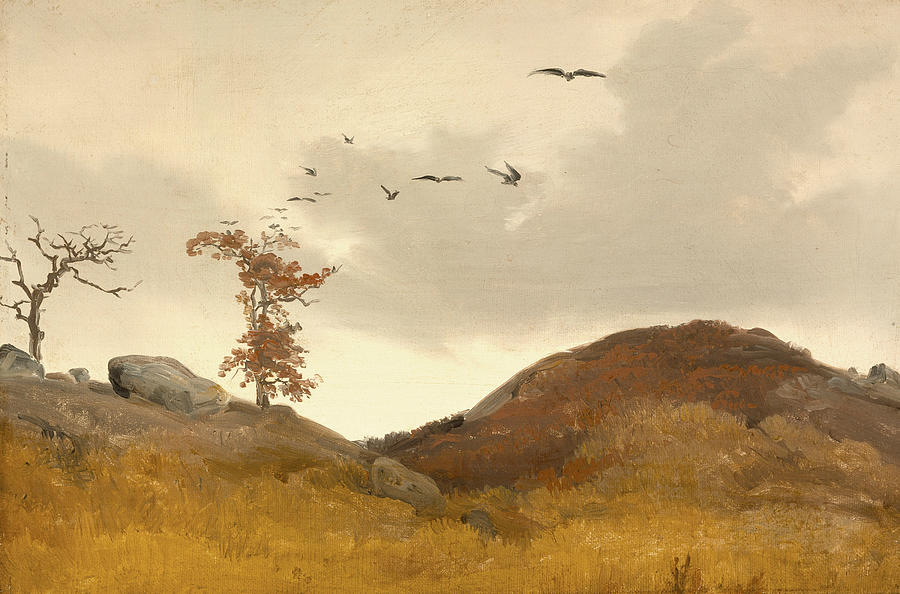 Landscape with Crows  Painting by Carl Friedrich Lessing