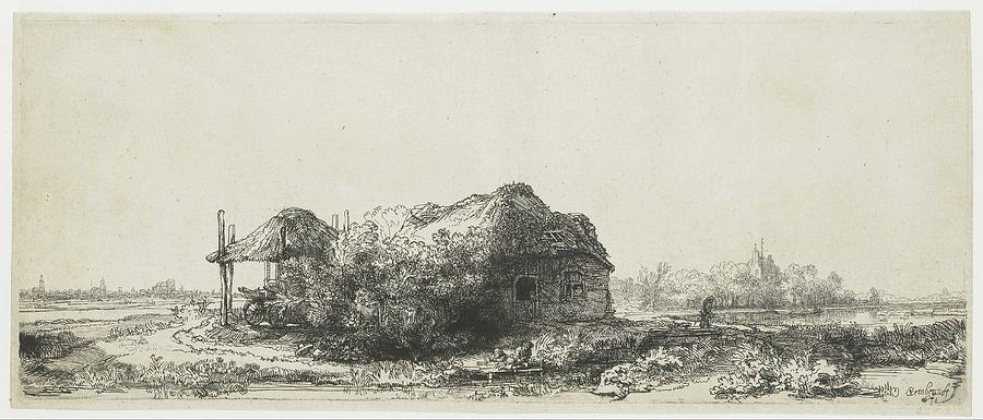 Landscape with Farmhouse and Haystack, Rembrandt van Rijn, 1641 ...