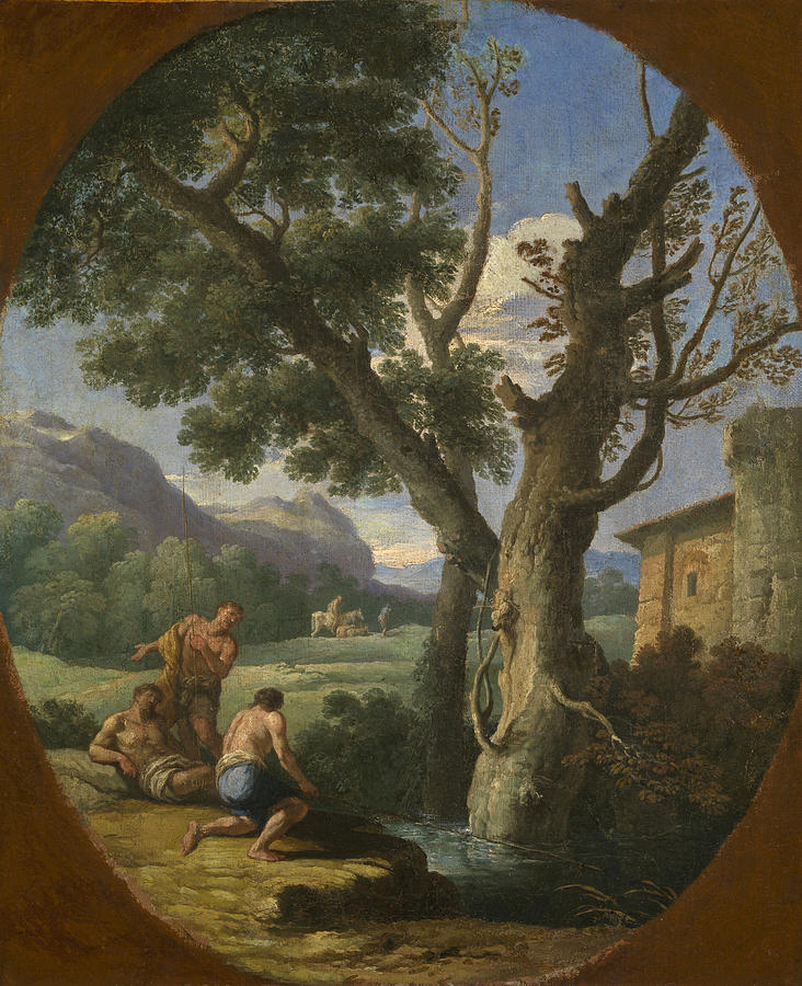 Landscape with Fishermen by a Stream Painting by Andrea Locatelli