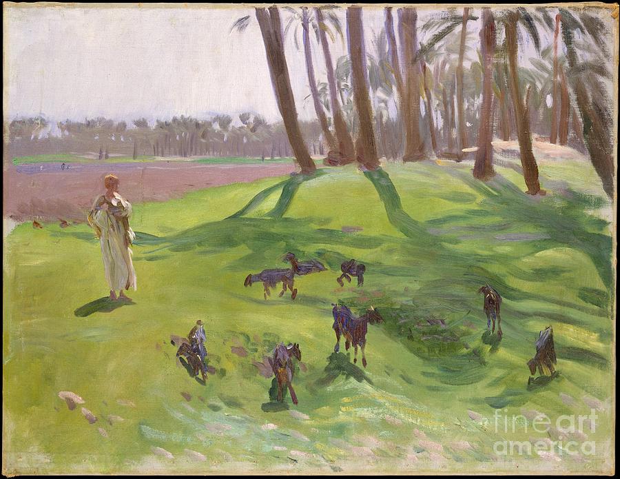 Summer Painting - Landscape with Goatherd by Celestial Images