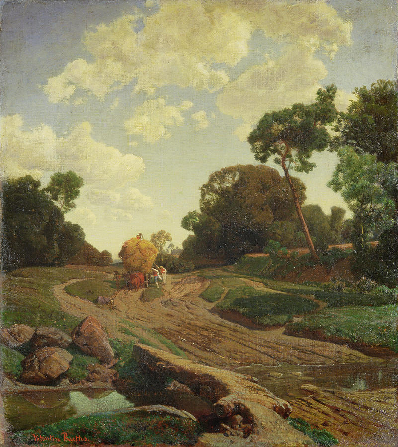 Landscape with Haywagon Painting by Valentin Ruths