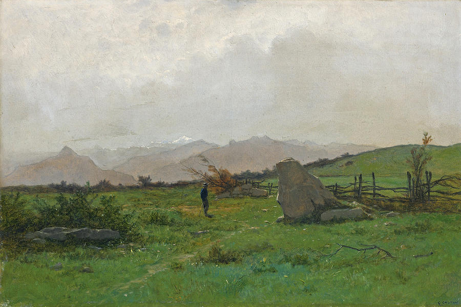 Landscape with Hiker Painting by Gustave Castan