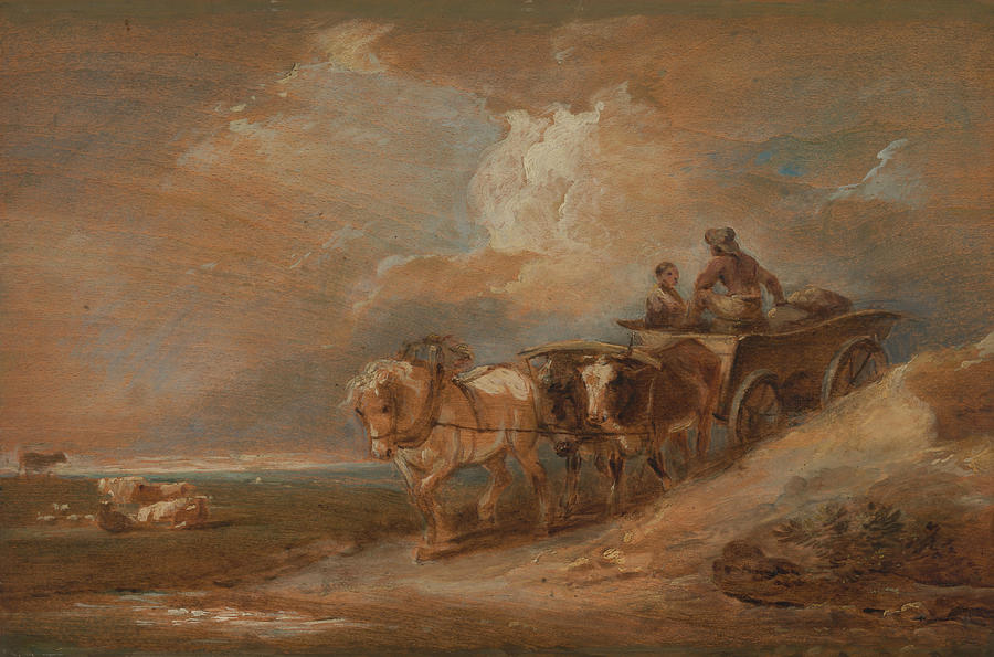 Landscape with Horse and Oxen Cart Painting by Philip James de Loutherbourg