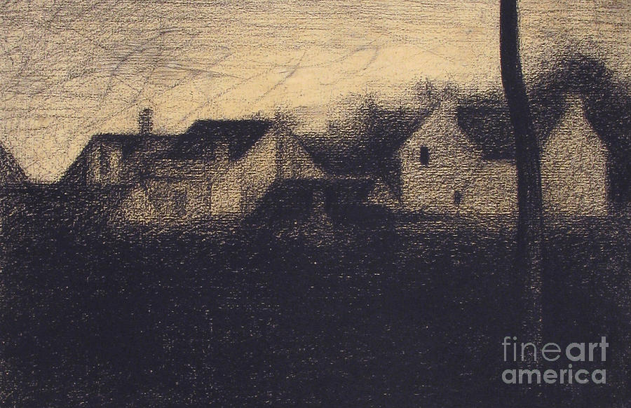 Landscape with Houses Pastel by Georges Pierre Seurat