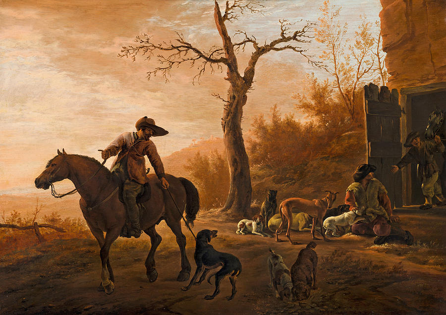 Landscape with Hunters Painting by Pieter van Laer