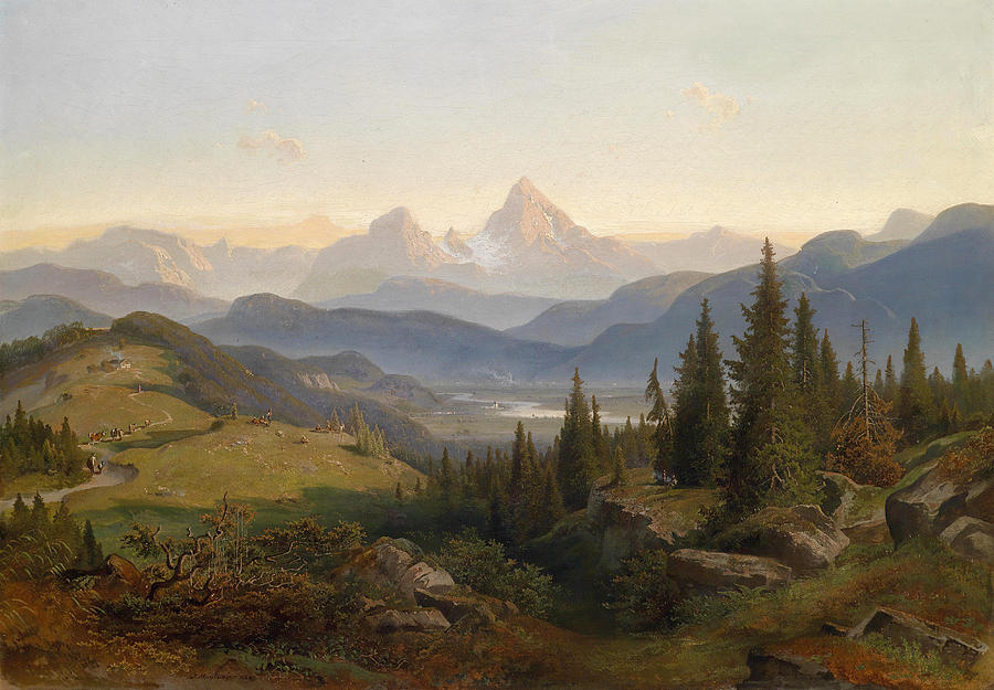 Landscape With Mountain Range. Watzmann In The Background