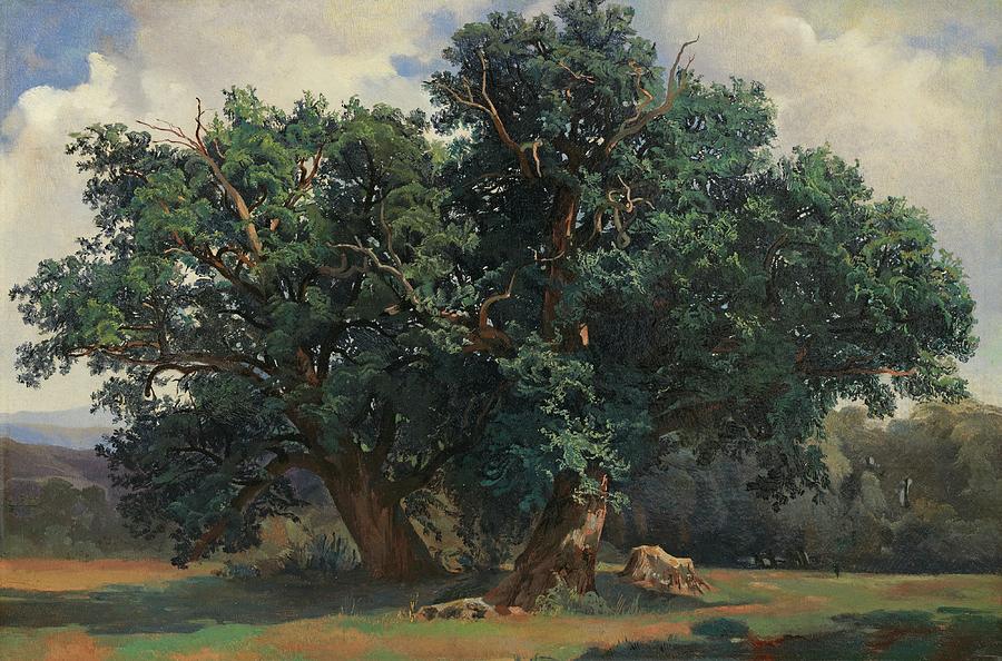 Landscape With Oaks Landscape With Oak Trees Painting