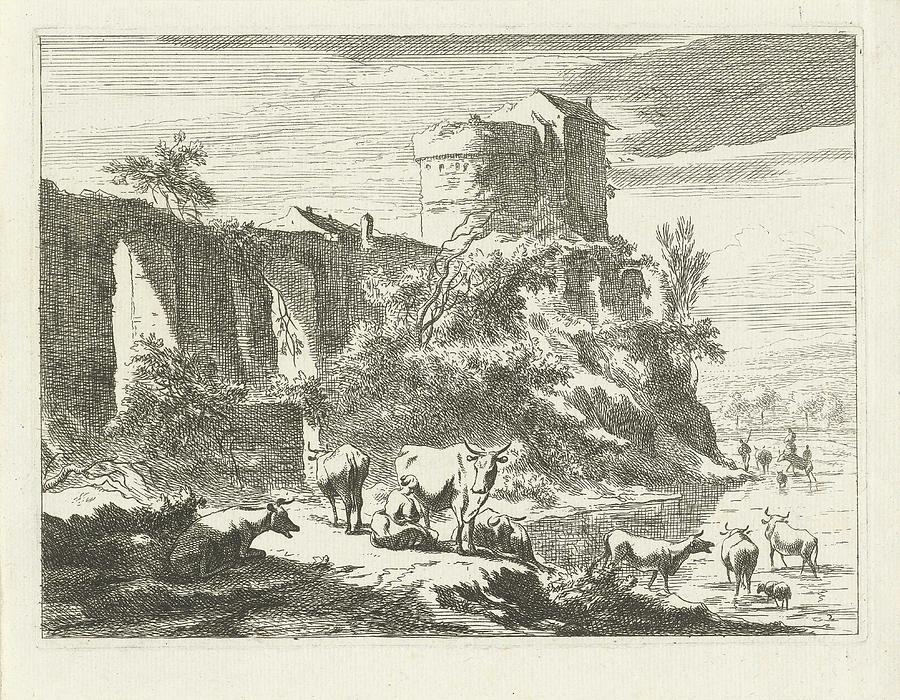 Landscape With Ruin And Cattle, Johannes Gronsveld, After Nicolaes ...