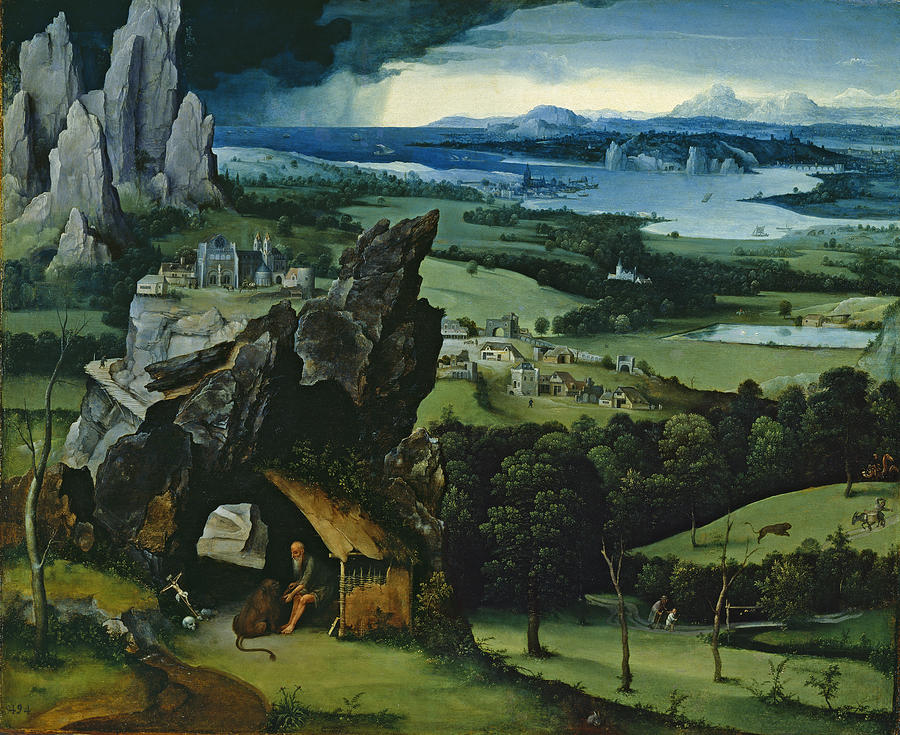 Landscape with Saint Jerome  Painting by Joachim Patinir
