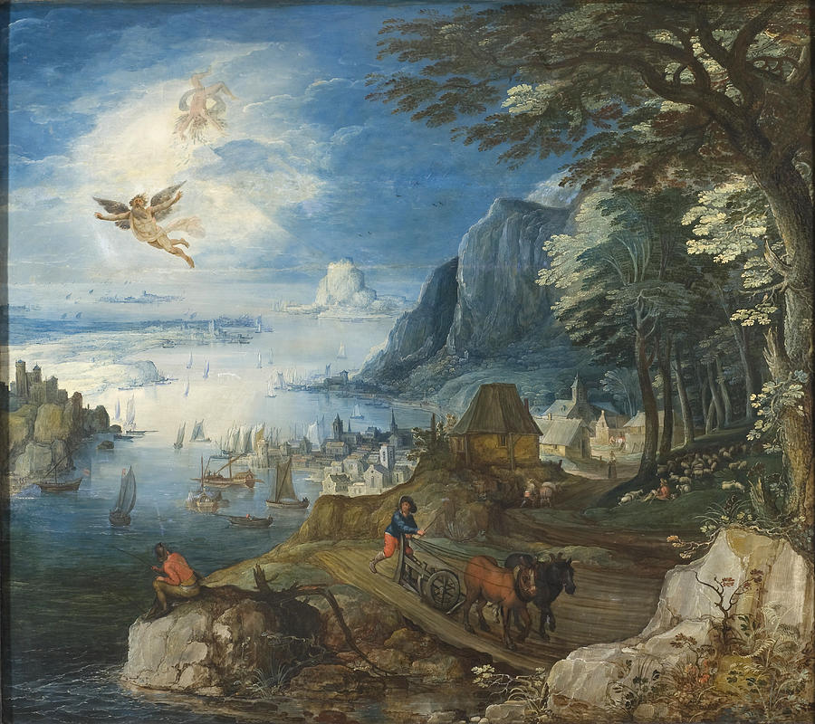 Landscape with the Fall of Icarus Painting by Joos de Momper the Younger