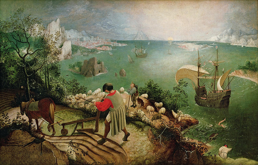 Landscape with the Fall of Icarus #1 Painting by Pieter Bruegel the Elder