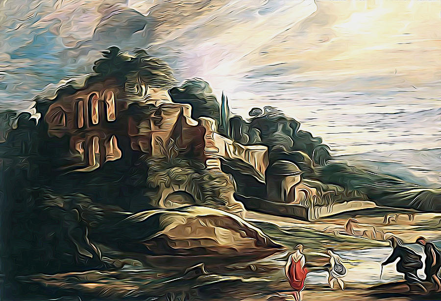 Landscape with the Ruins of Mount Palatine in Rome, 1615 REPRODUCTION repaint Painting by Peter Paul Rubens