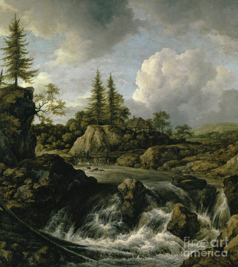 Landscape with Waterfall Painting by Jacob Salomonsz Ruysdael