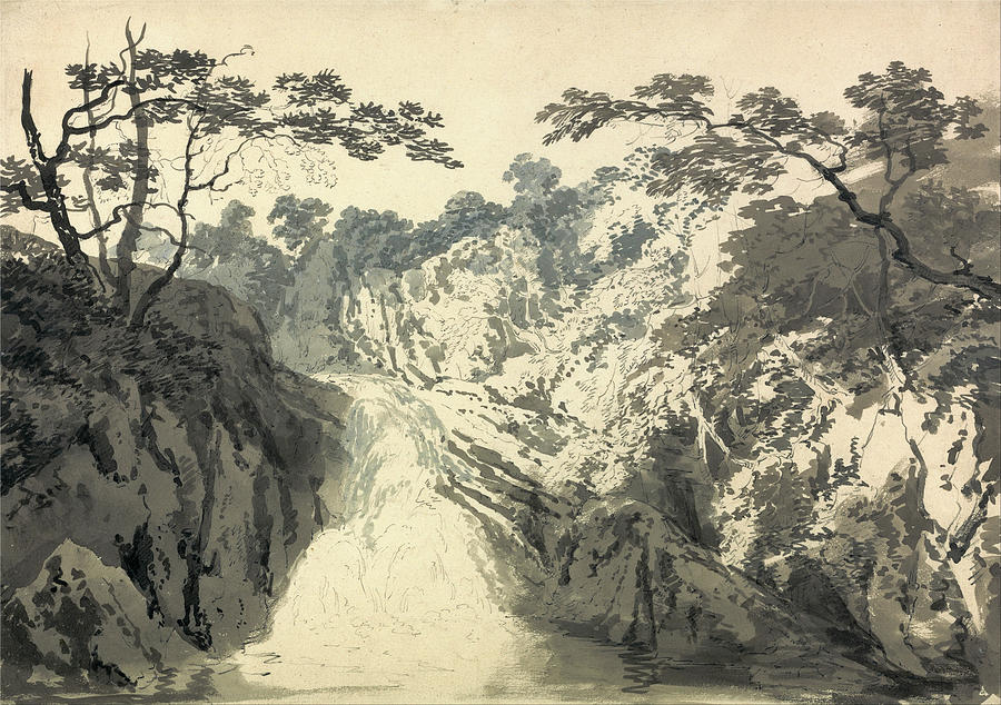 Tree Painting - Landscape with Waterfall by Joseph Mallord Turner