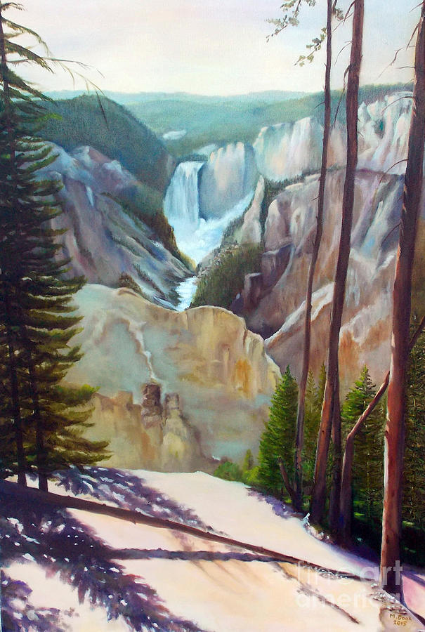 Landscape with Waterfall Painting by Marlene Book