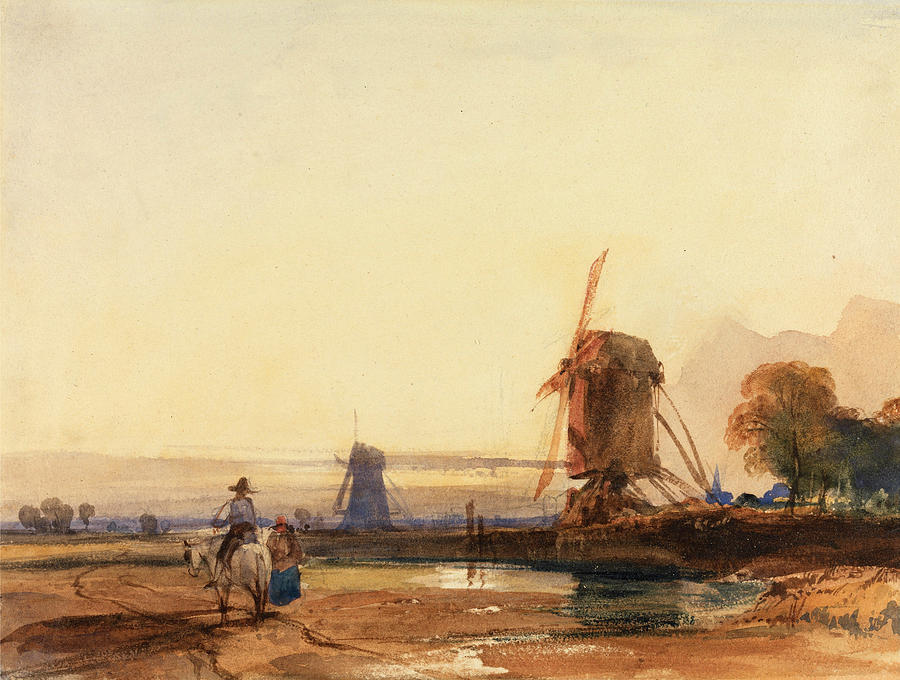 Landscape with Windmills Drawing by Thomas Shotter Boys