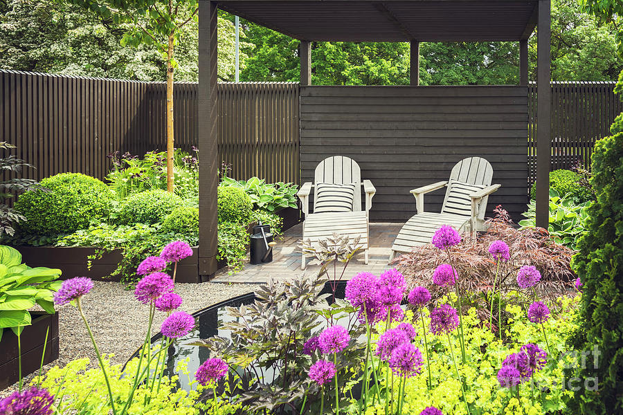 Landscaped garden with terrace Photograph by Sophie McAulay