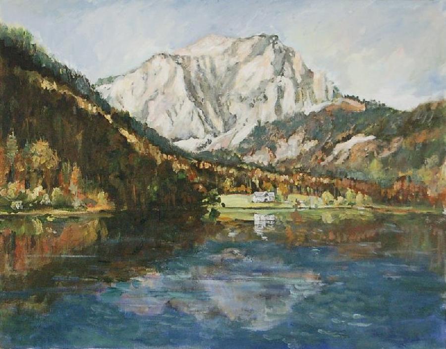 Langbathsee Austria Painting by Ingrid Dohm