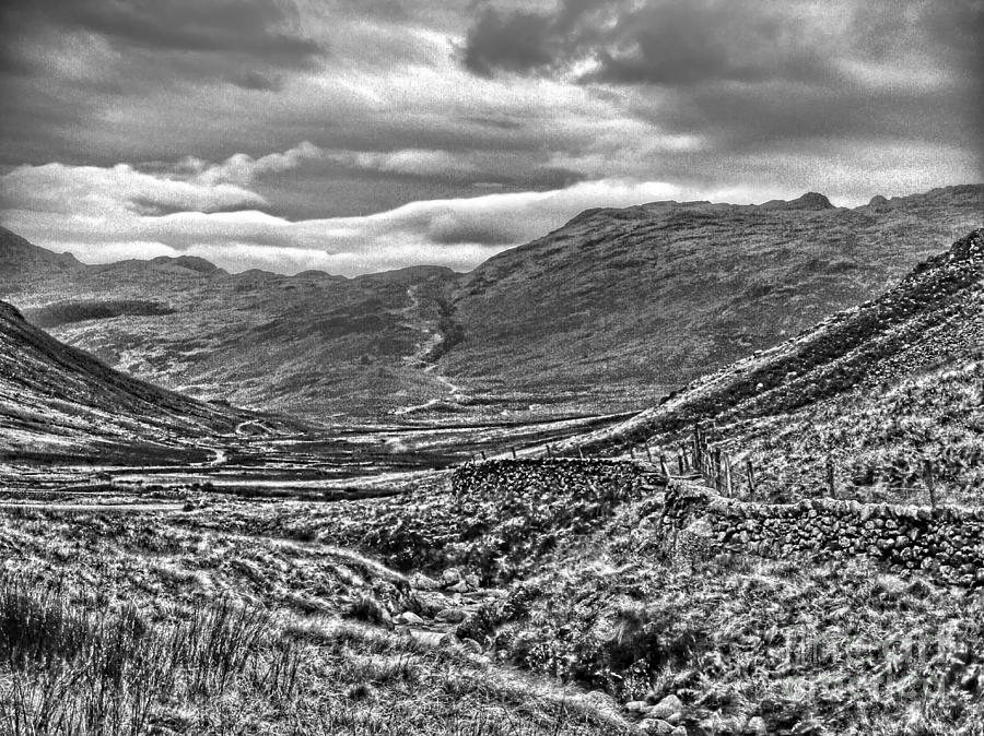 Langdale Pike in Greyscale Photograph by Joan-Violet Stretch