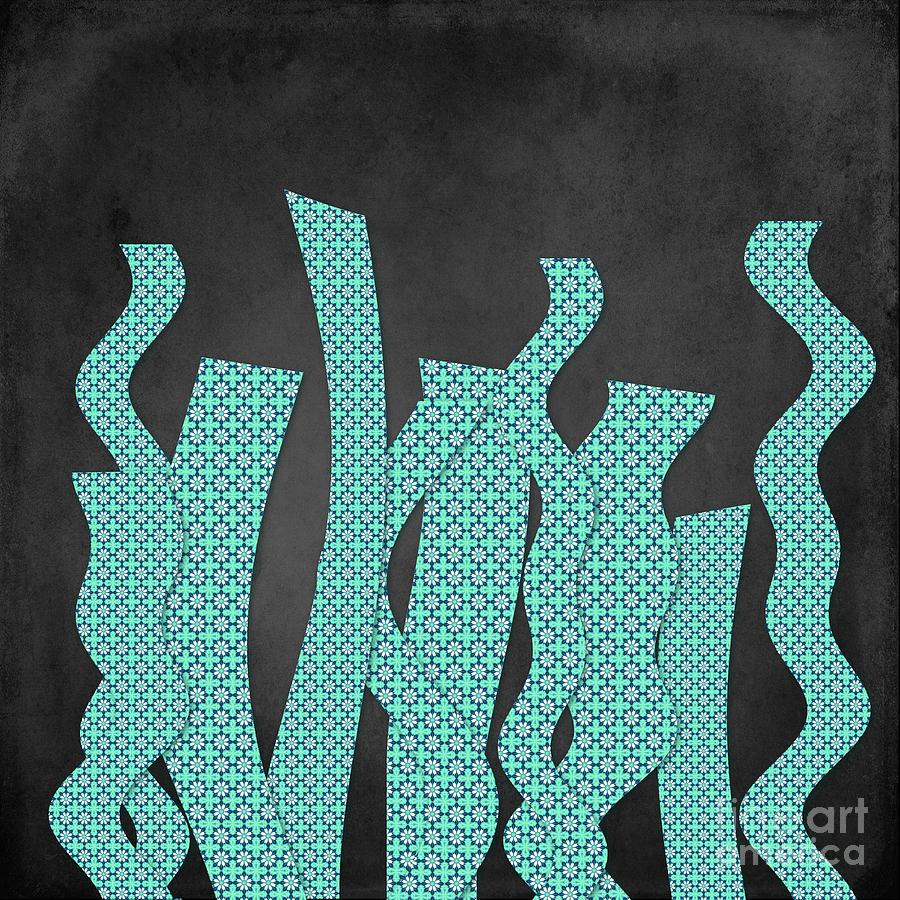 Abstract Digital Art - Languettes 02 - Aqua by Variance Collections