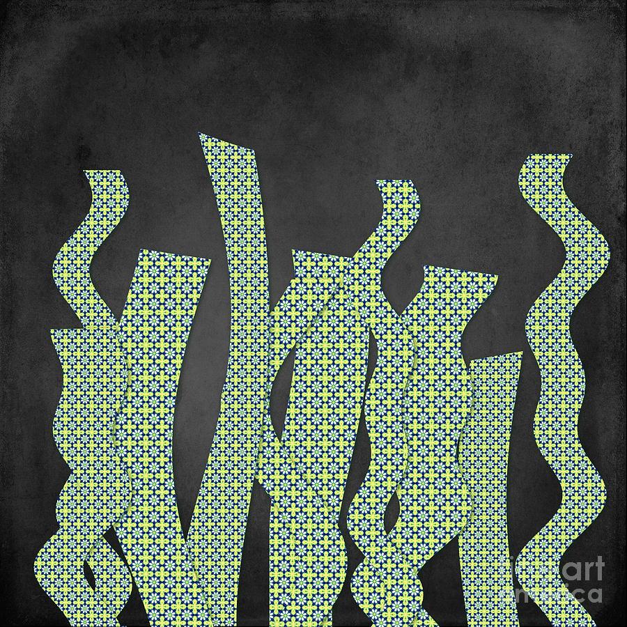Abstract Digital Art - Languettes 02 - Lime by Variance Collections