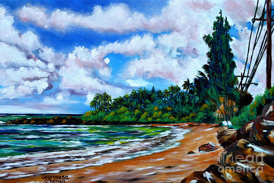 Laniakea Beach Painting by Larry Geyrozaga