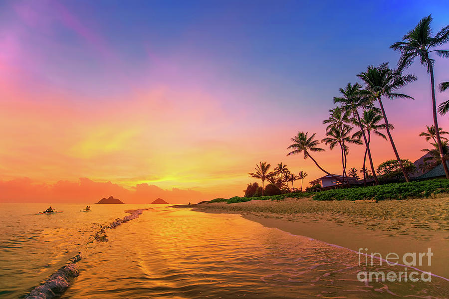 Lanikai Beach Canoes at Sunrise Photograph by Aloha Art