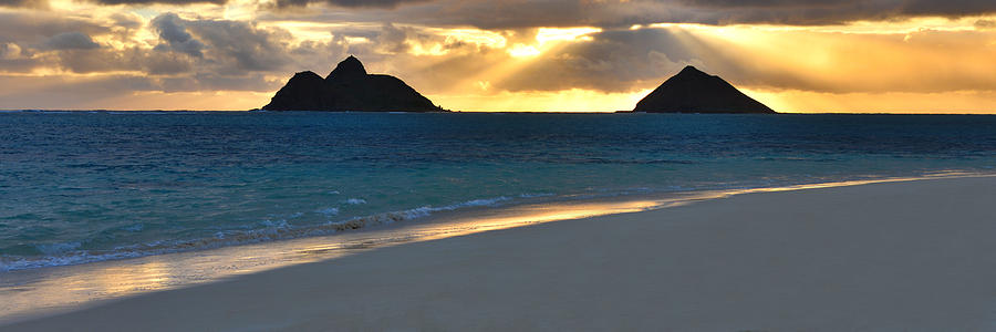 Beach Photograph - Lanikai Beach Sunrise Panorama - Kailua Oahu Hawaii by Brian Harig