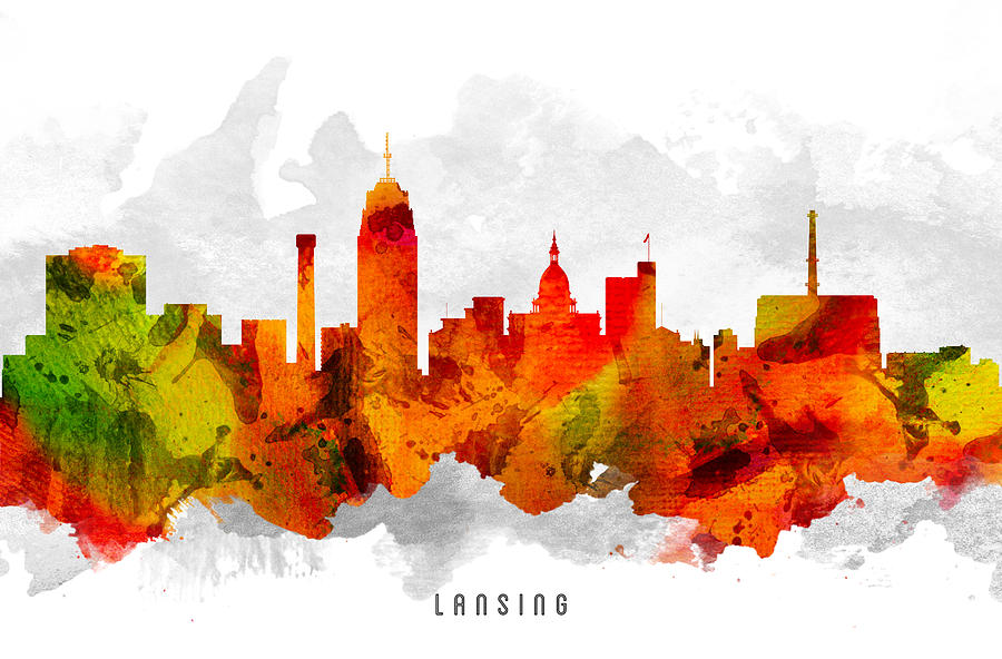 Skyline Painting - Lansing Michigan Cityscape 15 by Aged Pixel