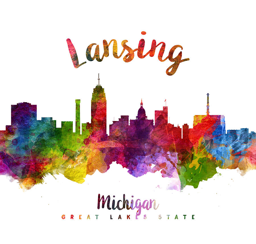 Skyline Painting - Lansing Michigan Skyline 23 by Aged Pixel