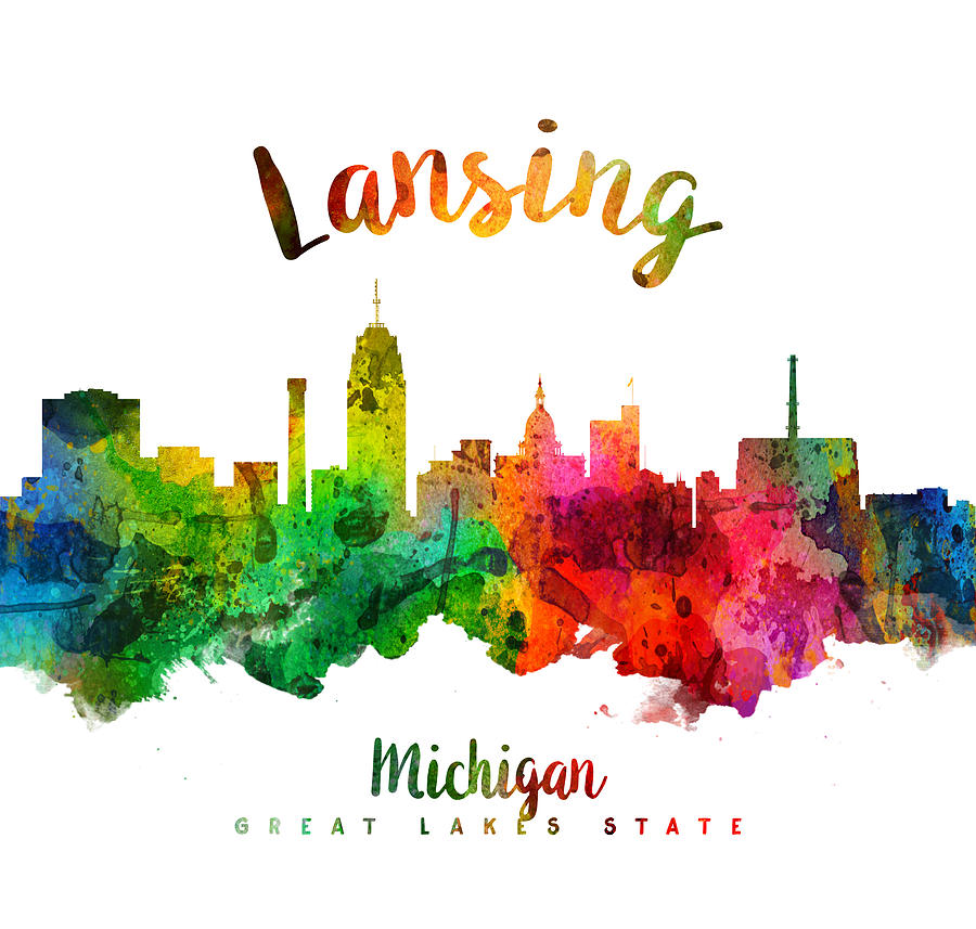 Skyline Painting - Lansing Michigan Skyline 24 by Aged Pixel