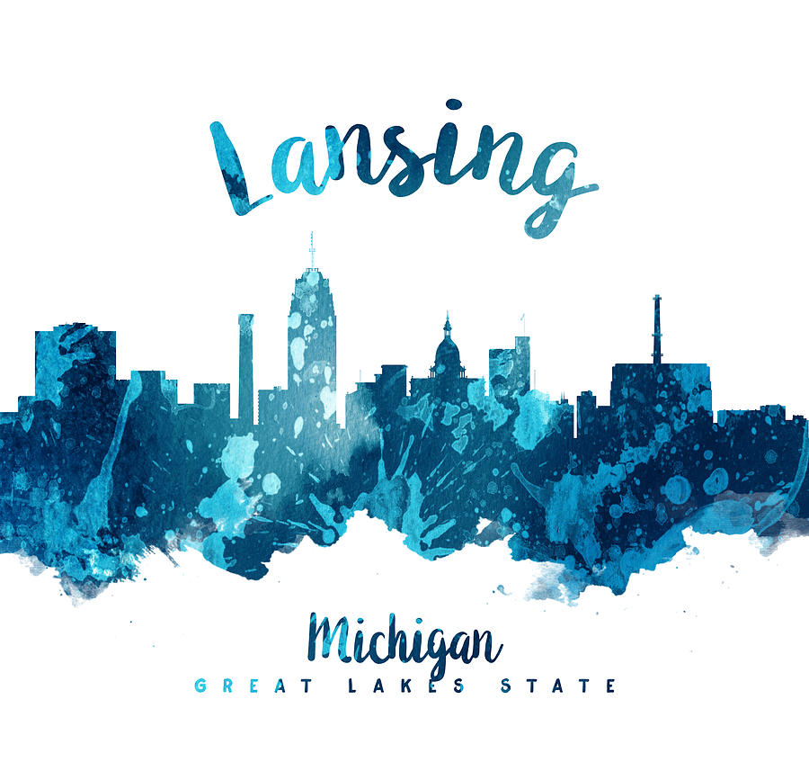 Skyline Painting - Lansing Michigan Skyline 27 by Aged Pixel