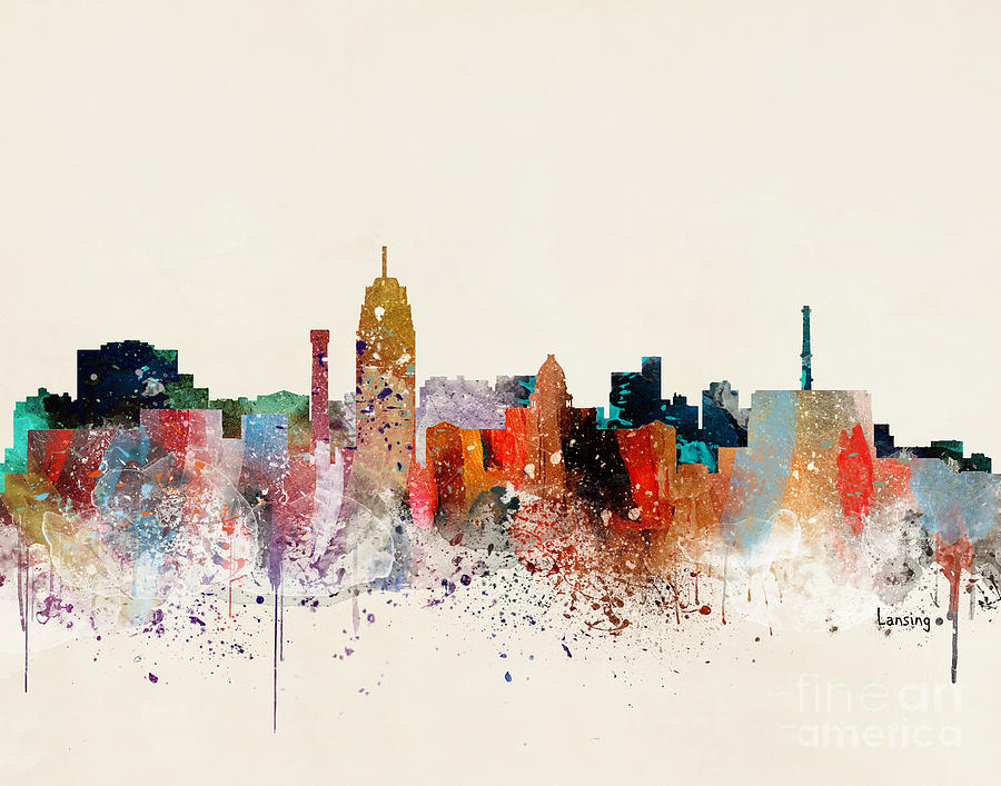 Skyline Painting - Lansing Skyline by Bri Buckley