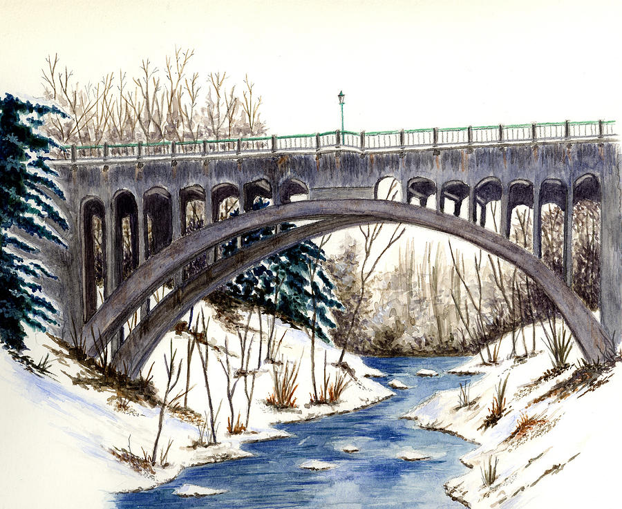 Lanterman Falls Bridge - Mill Creek Park Painting