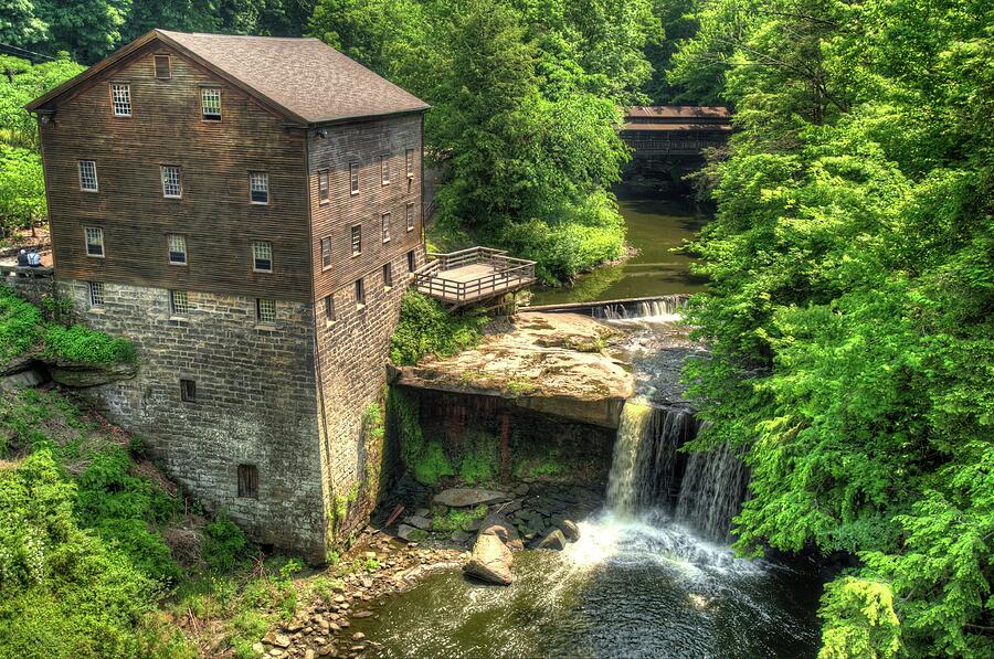 Lantermans Mill and Covered Bridge - Youngstown Ohio Photograph by Gregory Ballos