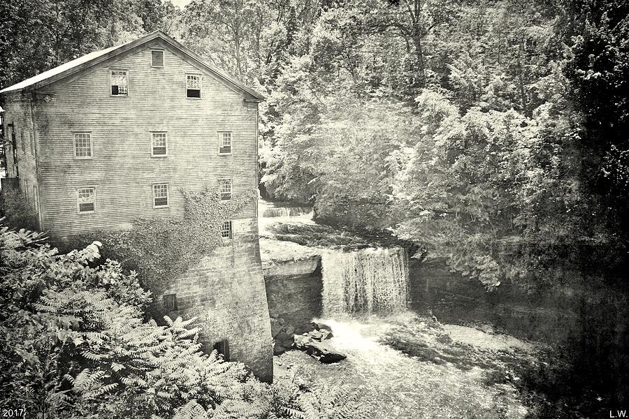 Lantermans Mill And Falls Black And White Photograph by Lisa Wooten