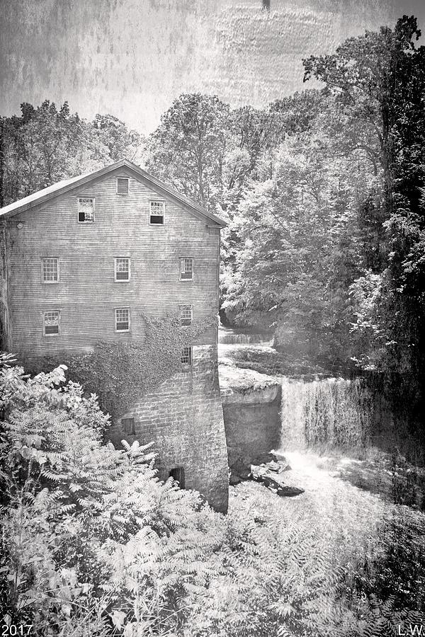 Lantermans Mill In Mill Creek Park Vertical Black And White Photograph by Lisa Wooten