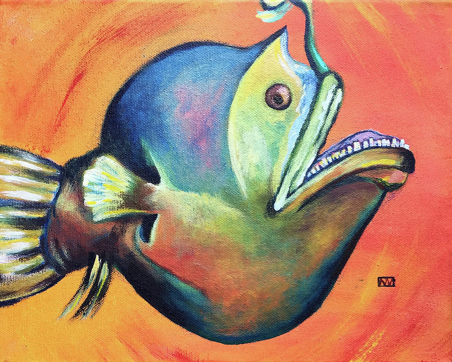 Lantern Fish Painting by AnneMarie Welsh