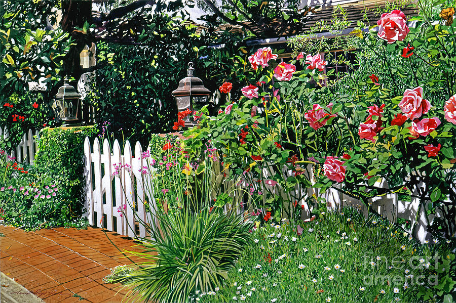 Garden Painting - Lantern Gate by David Lloyd Glover