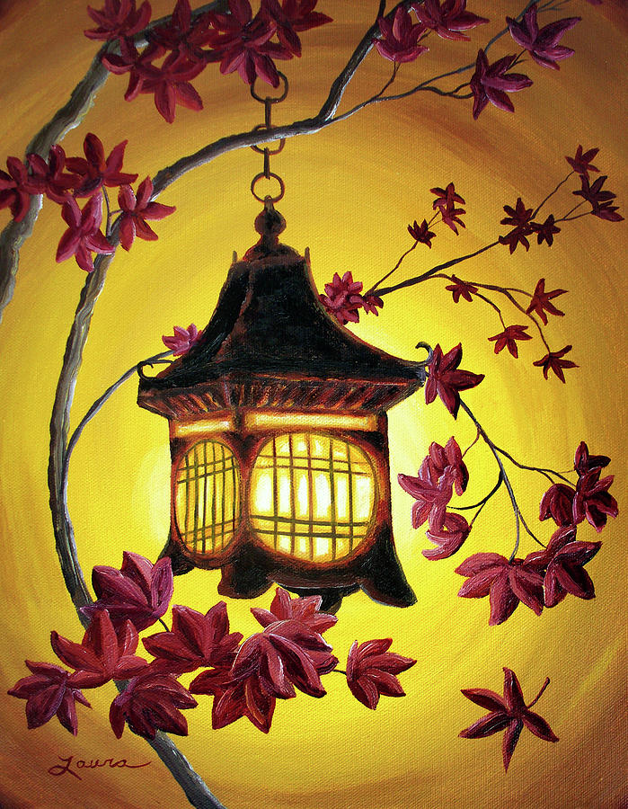 Lantern in Golden Glow Painting by Laura Iverson